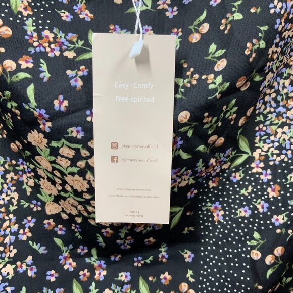 NWT Black Pink Ditsy Floral Button Front Flounce Sleeve Blouse 1XL 14 - Picture 10 of 12